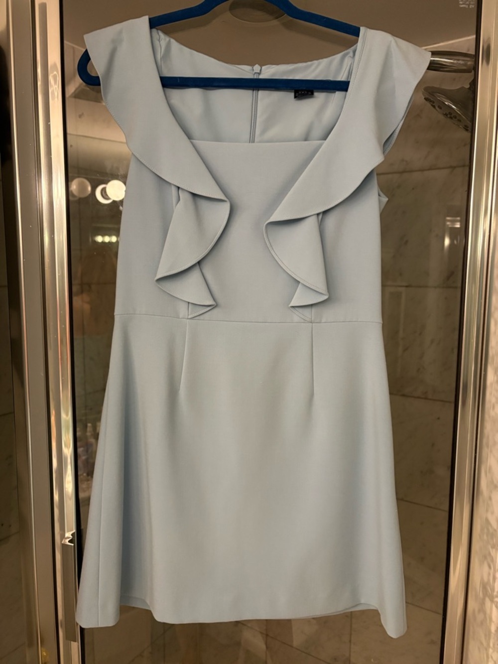 French Connection Pale Blue Ruffle Mini Dress - Picture 5 of 5